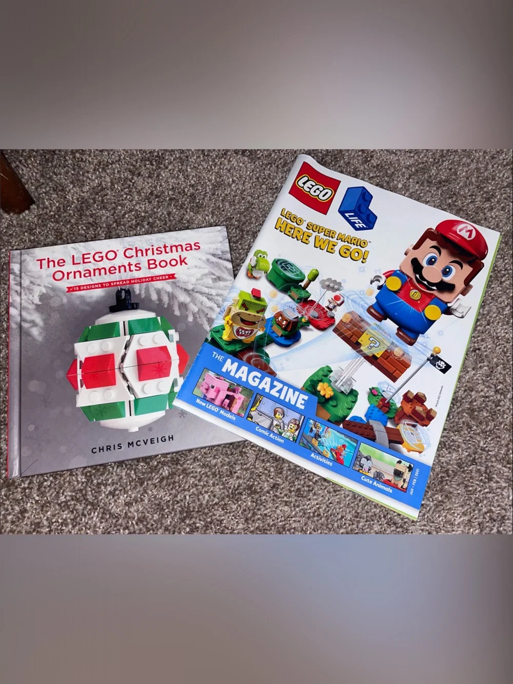 Lego Super Mario Magazine & Christmas Ornaments Book - Red, Green, White, Blue
